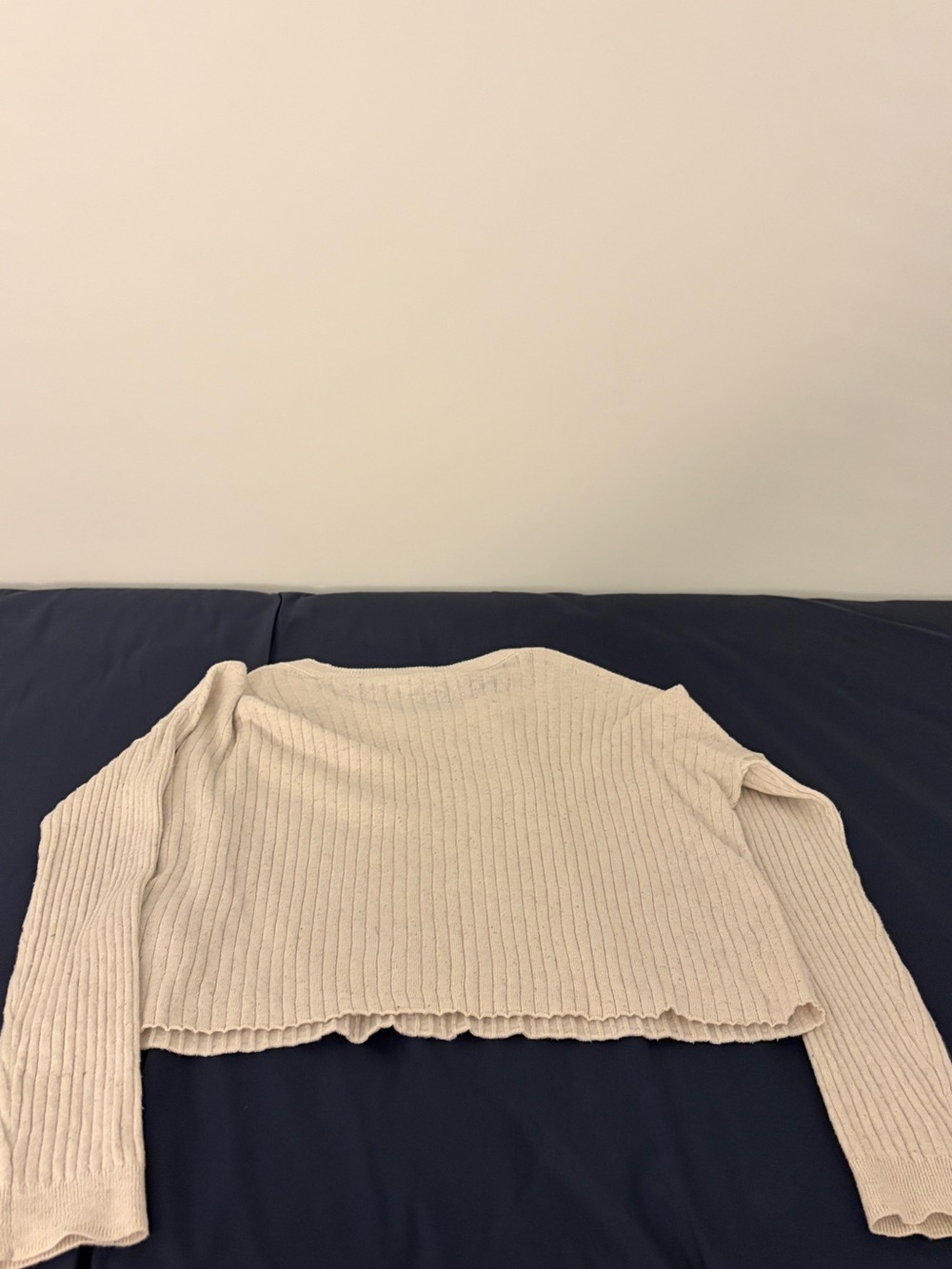Madewell Cream Ribbed Knit Crewneck Sweater
